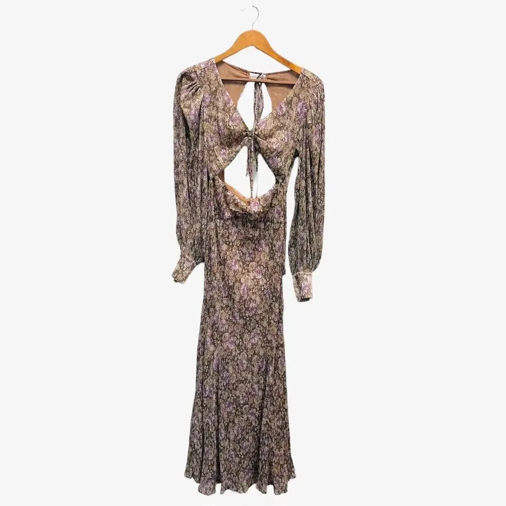 NWT For Love and Lemons Wynne Maxi‎ Dress Metallic Women’s Size Small - Picture 5 of 9